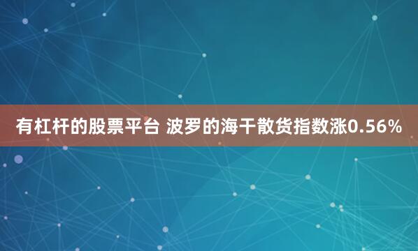 有杠杆的股票平台 波罗的海干散货指数涨0.56%